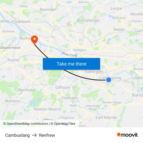 Cambuslang to Renfrew map