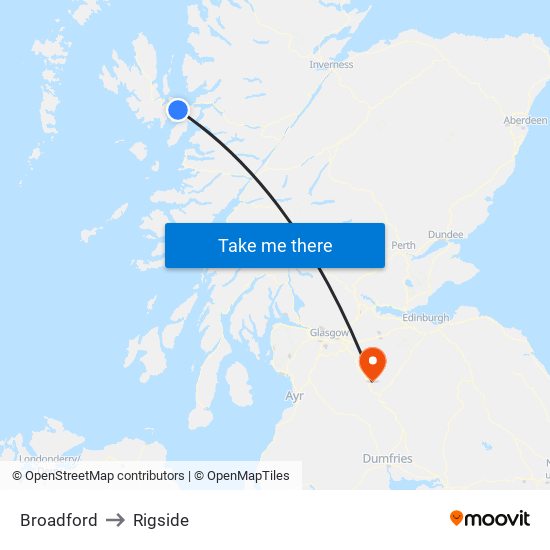 Broadford to Rigside map