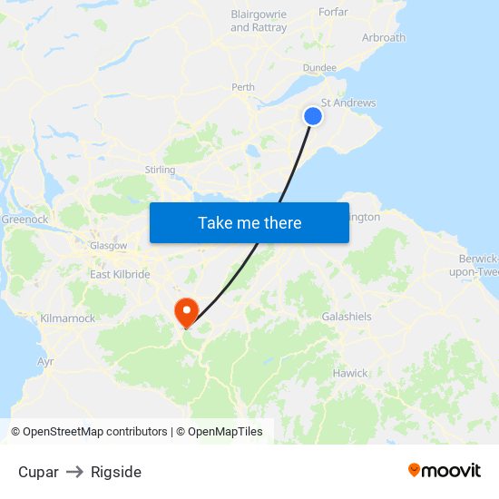 Cupar to Rigside map