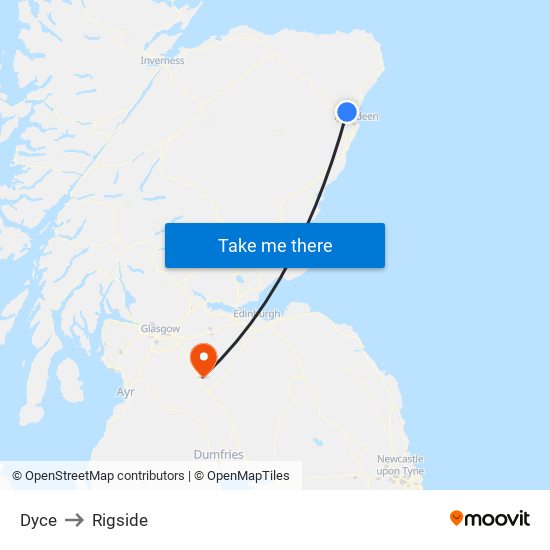 Dyce to Rigside map