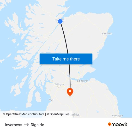 Inverness to Rigside map