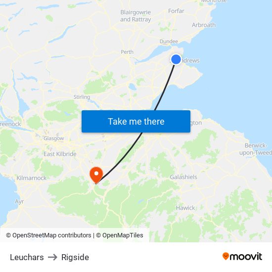 Leuchars to Rigside map