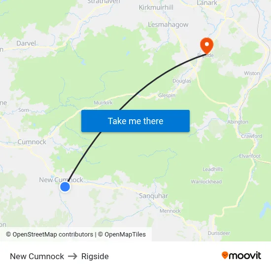 New Cumnock to Rigside map