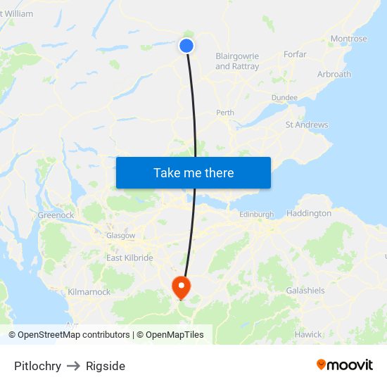 Pitlochry to Rigside map