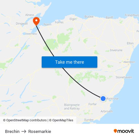 Brechin to Rosemarkie map