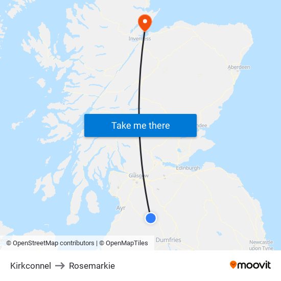 Kirkconnel to Rosemarkie map