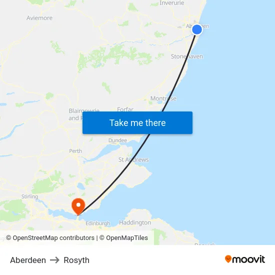Aberdeen to Rosyth map