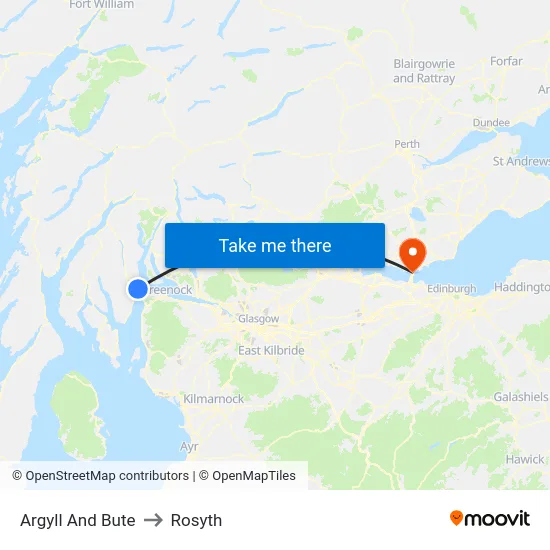 Argyll And Bute to Rosyth map