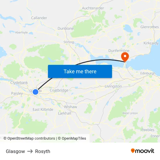 Glasgow to Rosyth map