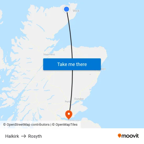 Halkirk to Rosyth map