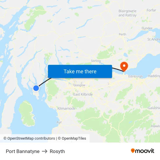 Port Bannatyne to Rosyth map