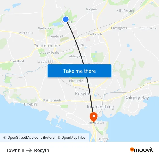 Townhill to Rosyth map