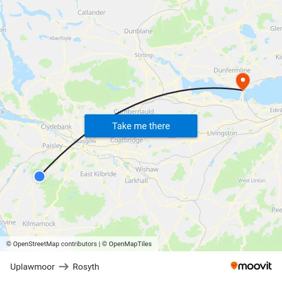 Uplawmoor to Rosyth map
