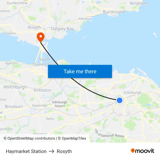 Haymarket Station to Rosyth map