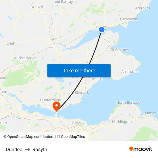 Dundee to Rosyth map