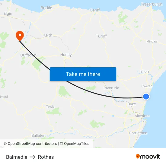 Balmedie to Rothes map