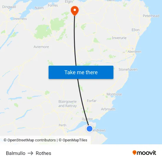 Balmullo to Rothes map