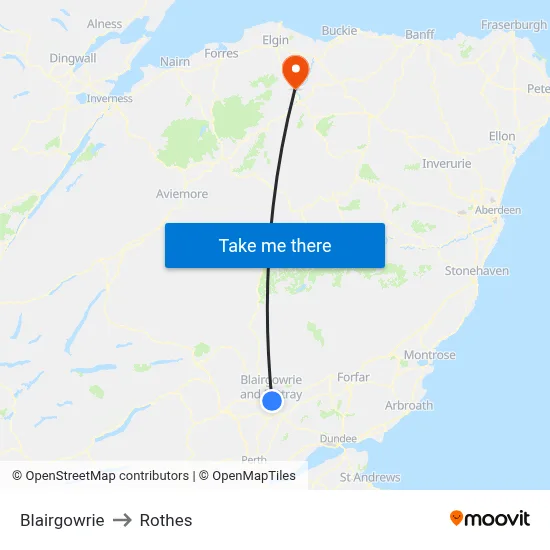Blairgowrie to Rothes map