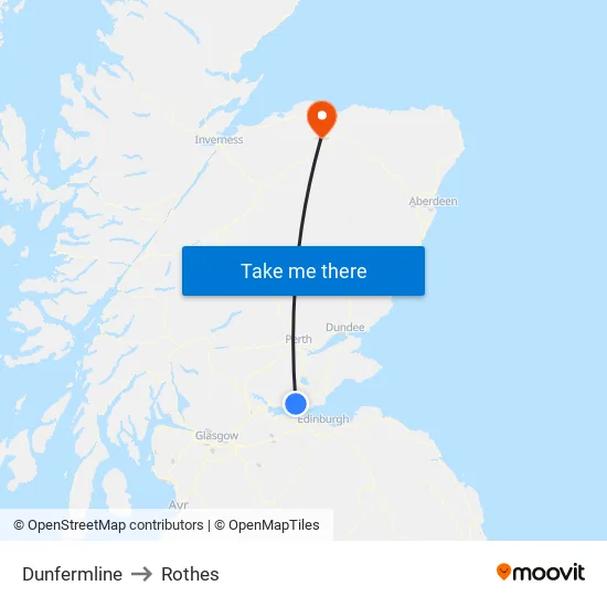 Dunfermline to Rothes map