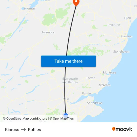 Kinross to Rothes map