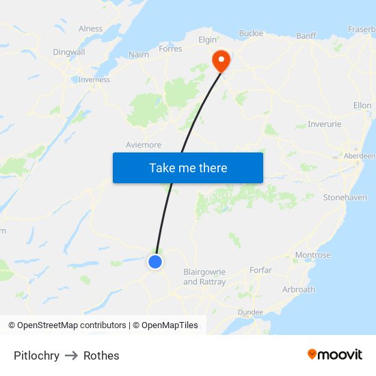 Pitlochry to Rothes map