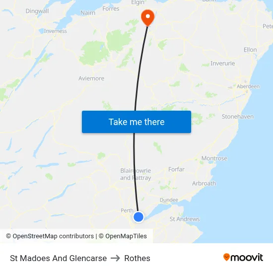 St Madoes And Glencarse to Rothes map
