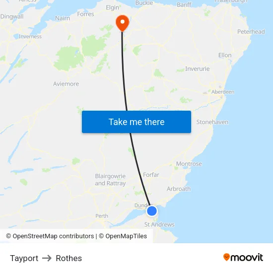 Tayport to Rothes map
