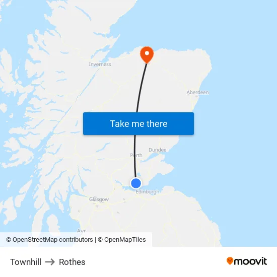 Townhill to Rothes map