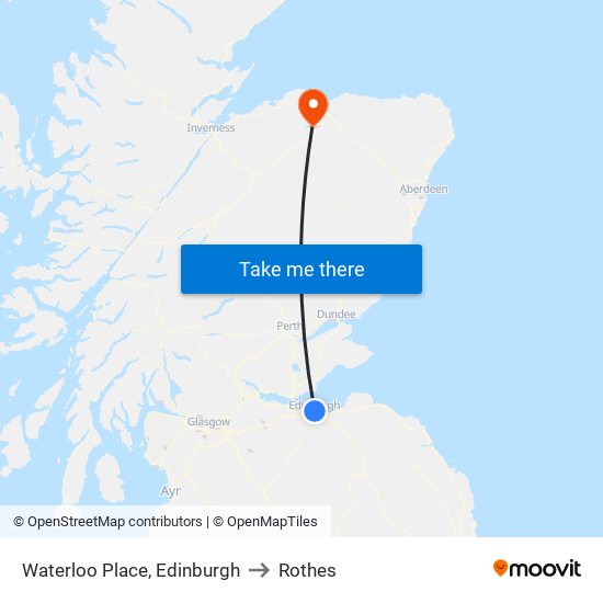 Waterloo Place, Edinburgh to Rothes map