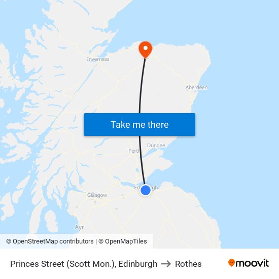 Princes Street (Scott Mon.), Edinburgh to Rothes map