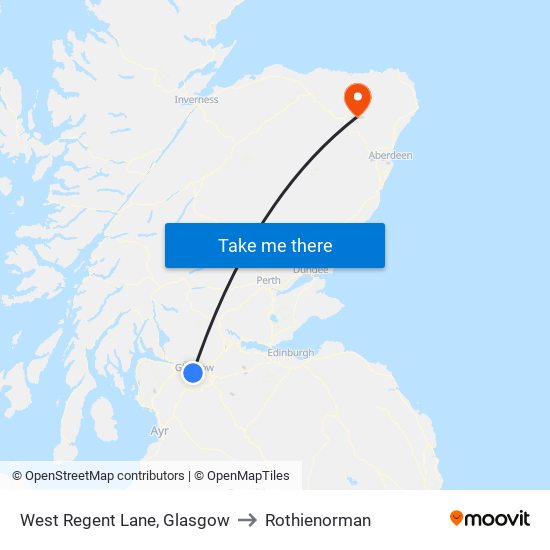 West Regent Lane, Glasgow to Rothienorman map