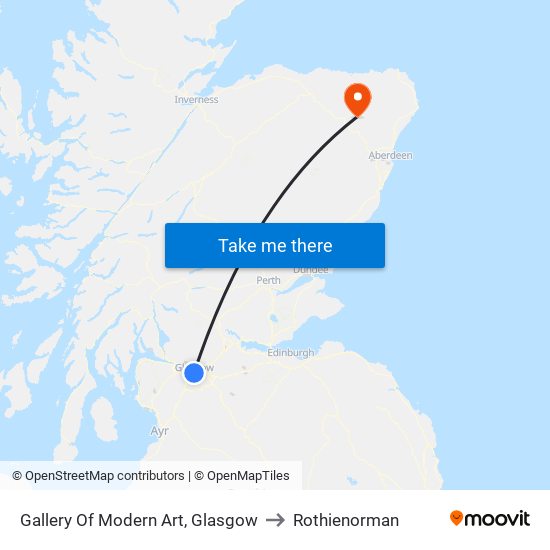 Gallery Of Modern Art, Glasgow to Rothienorman map