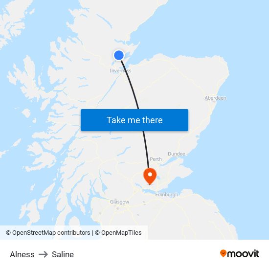 Alness to Saline map