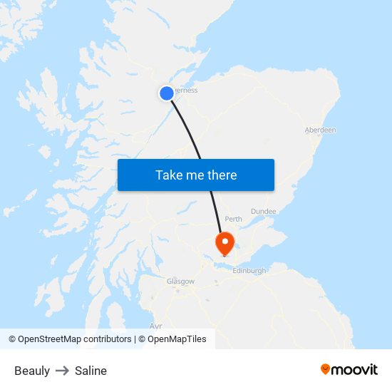 Beauly to Saline map