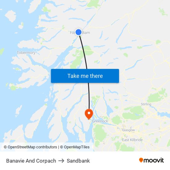 Banavie And Corpach to Sandbank map