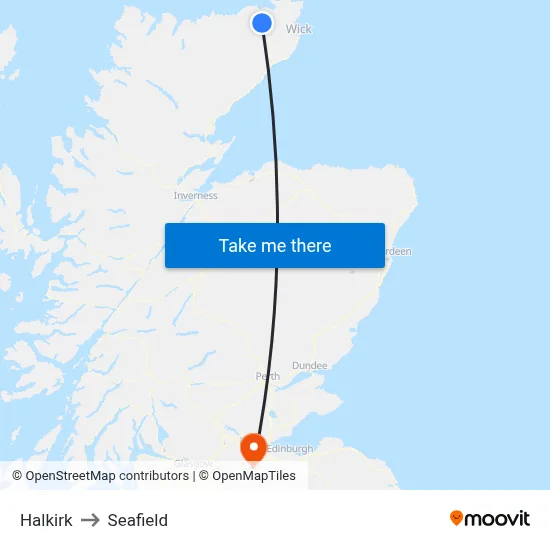 Halkirk to Seafield map
