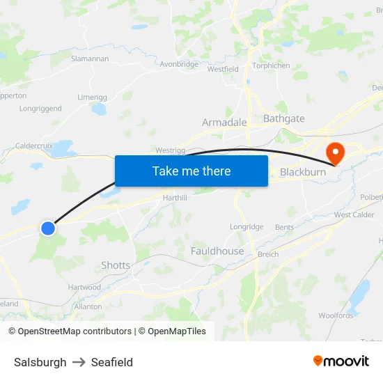 Salsburgh to Seafield map