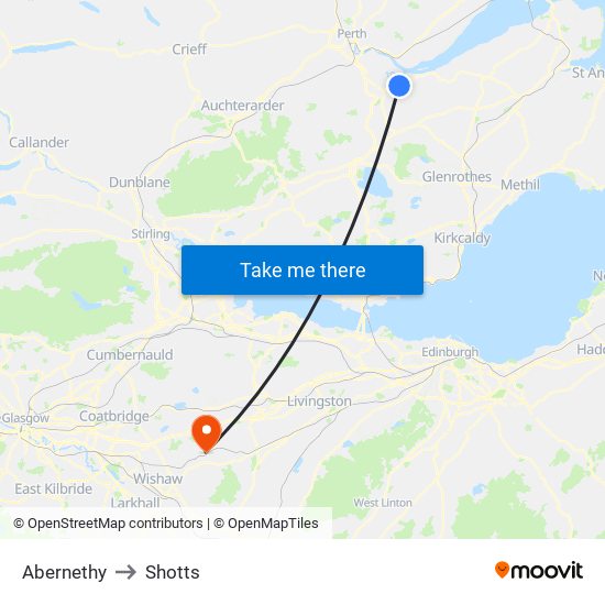 Abernethy to Shotts map