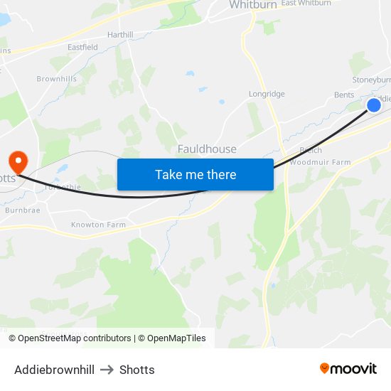 Addiebrownhill to Shotts map