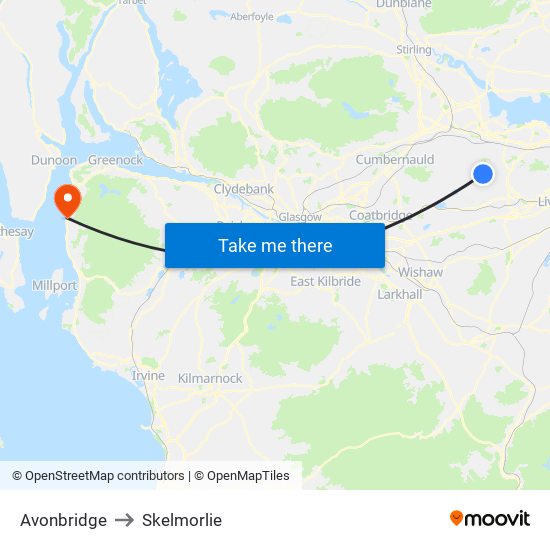 Avonbridge to Skelmorlie map