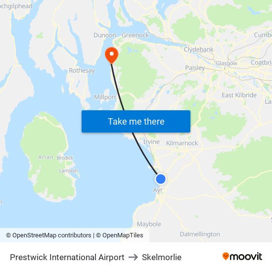 Prestwick International Airport to Skelmorlie map