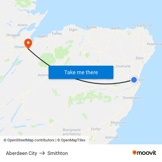 Aberdeen City to Smithton map