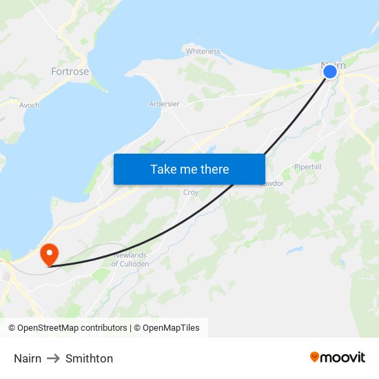 Nairn to Smithton map