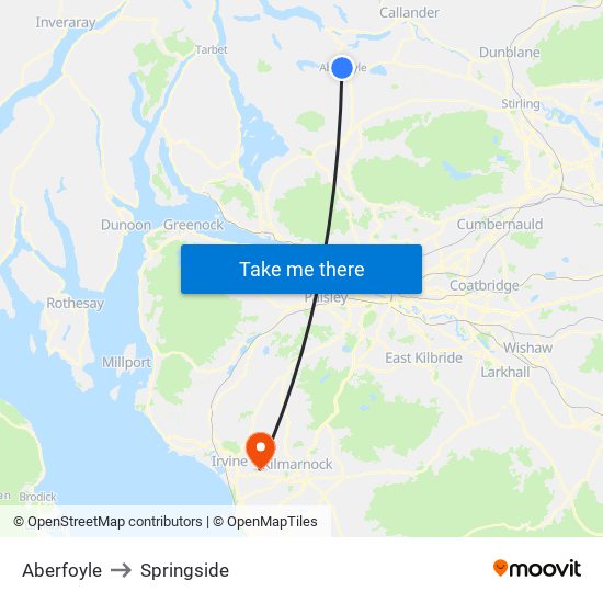 Aberfoyle to Springside map