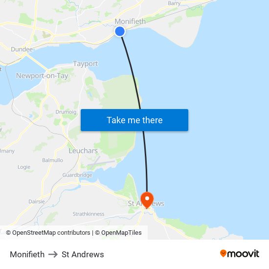 Monifieth to St Andrews map