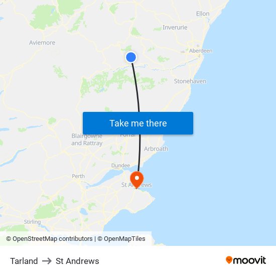 Tarland to St Andrews map