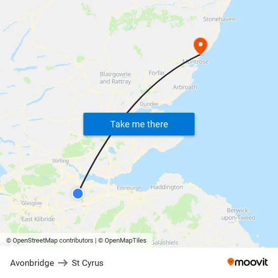 Avonbridge to St Cyrus map