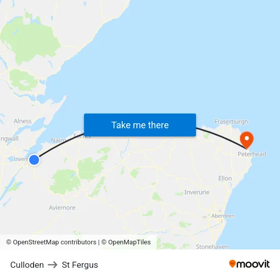 Culloden to St Fergus map
