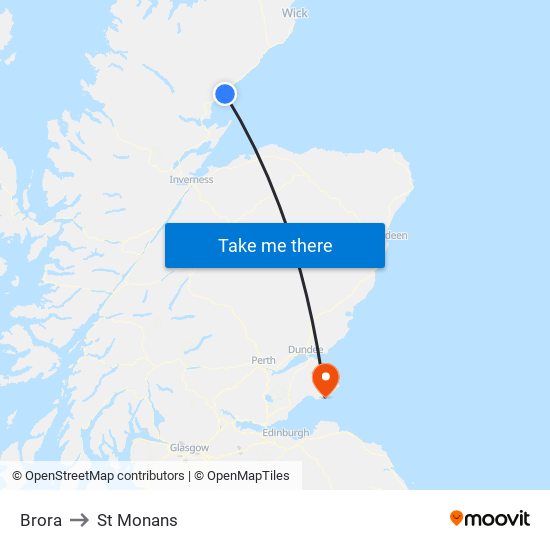 Brora to St Monans map