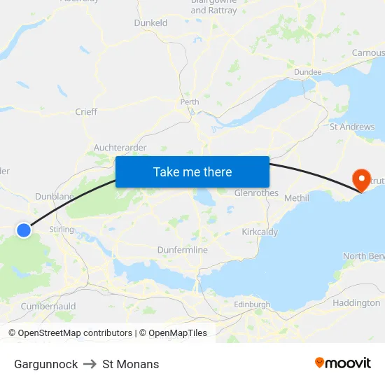 Gargunnock to St Monans map